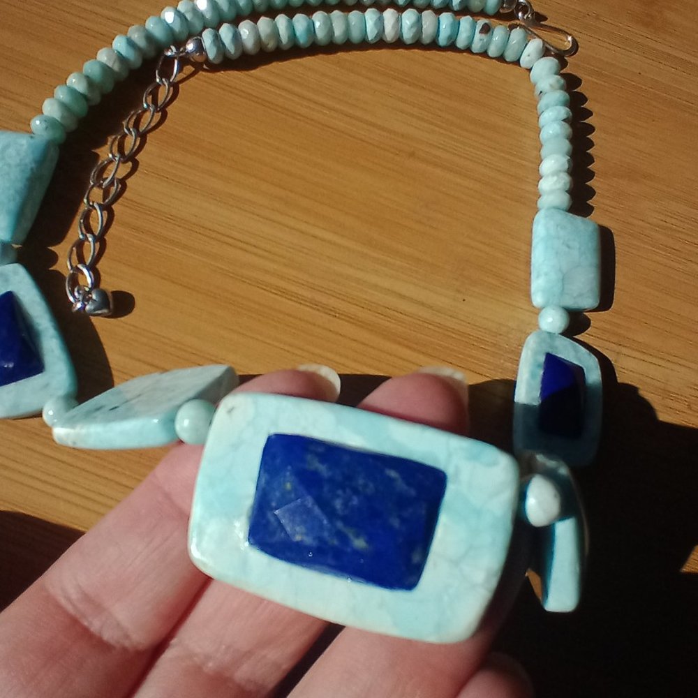 Jay King DTR Blue Aragonite and Lapis Bead 20" Sterling Silver Necklace - Picture 7 of 16
